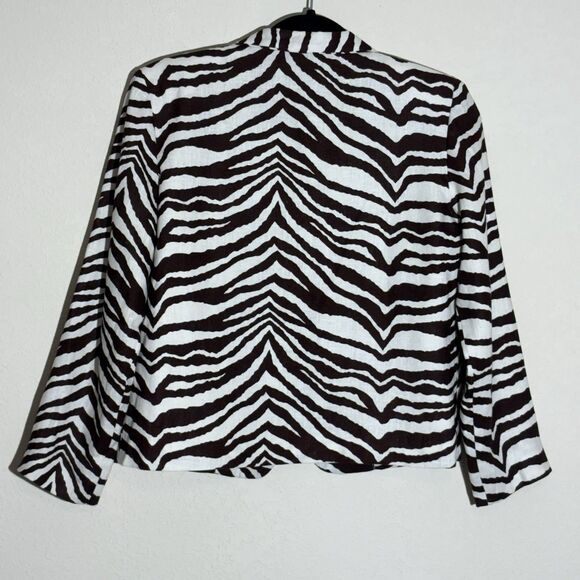 Transitions Suit Jacket Womens PS Zebra Stripe Black/White Preppy Boardroom Chic - Picture 2 of 6
